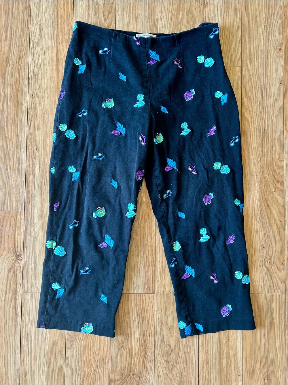 Vintage Coldwater Creek Black Capris with Embroidered Shells